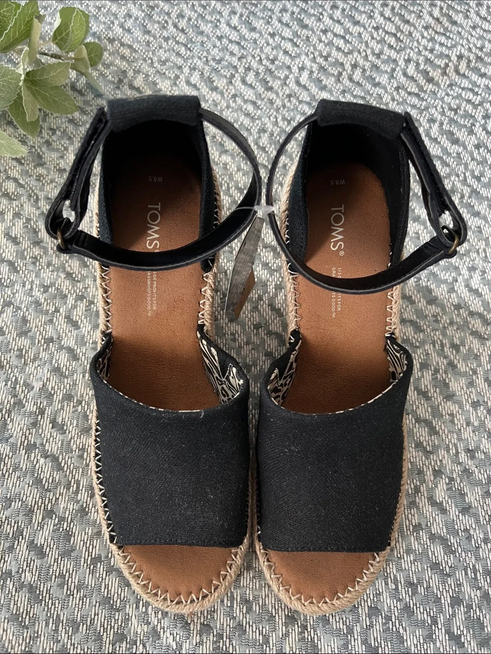 Tom’s Black Marisol Espadrille Wedge Sandals
